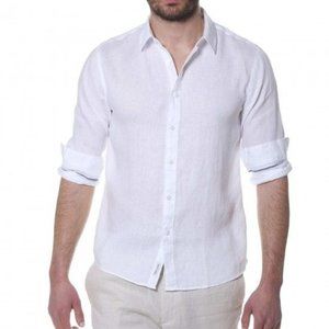 Free Line Athens Luxury Vintage 100% Linen Button down shirt mens size M
